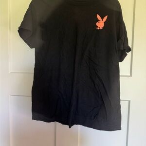 PLAYBOY Black and Pink Short Sleeve Tee